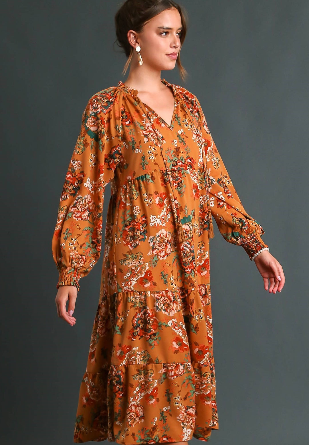 Floral Print Long Sleeve Dress