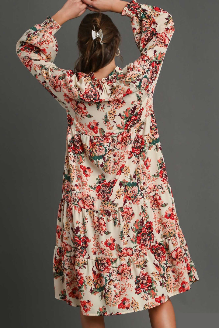 Floral Print Long Sleeve Dress