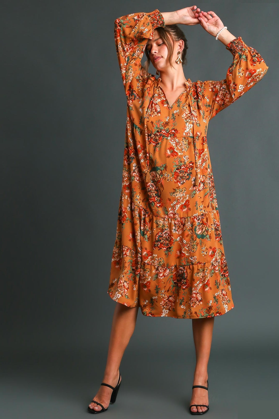 Floral Print Long Sleeve Dress