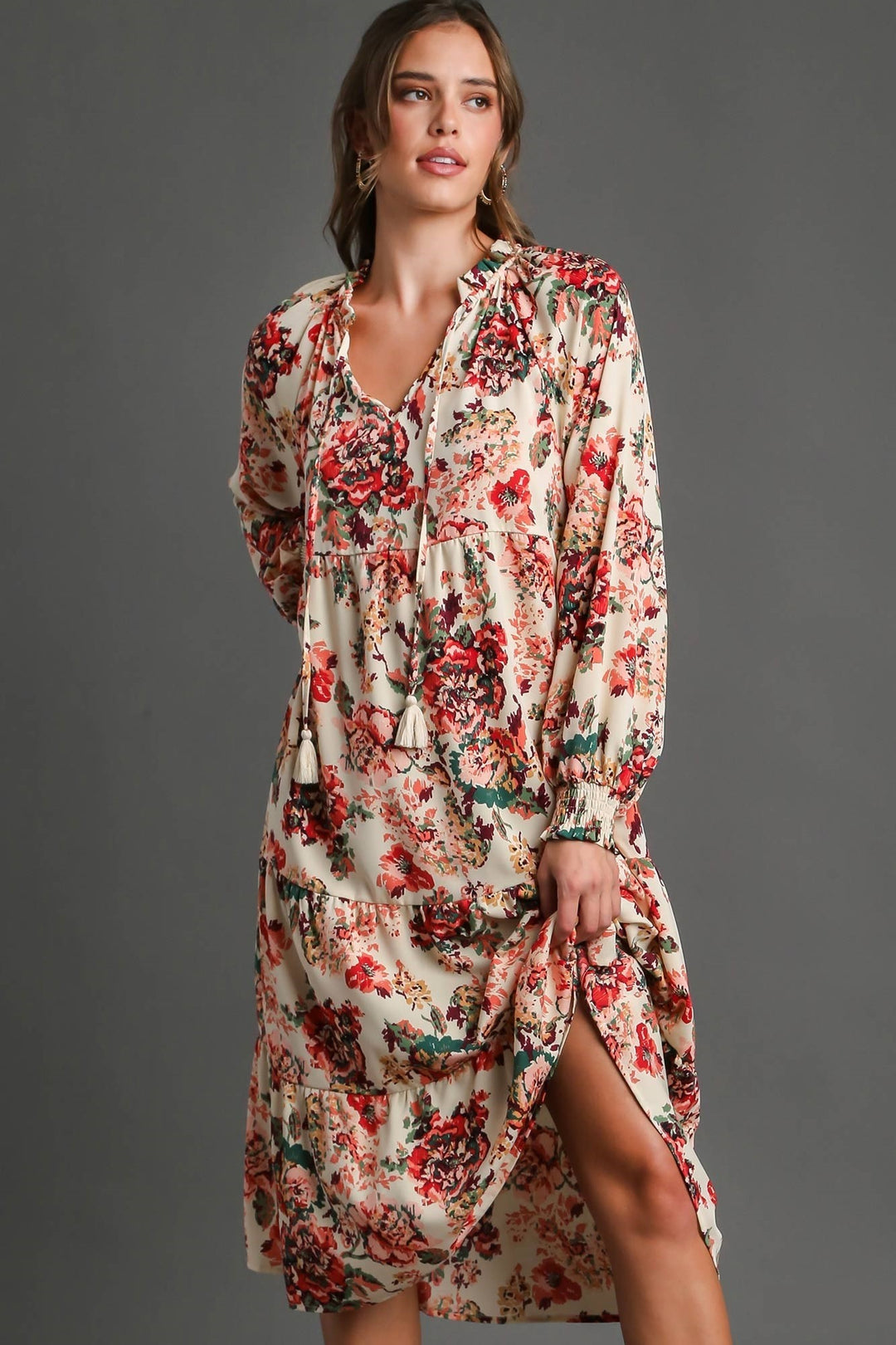 Floral Print Long Sleeve Dress