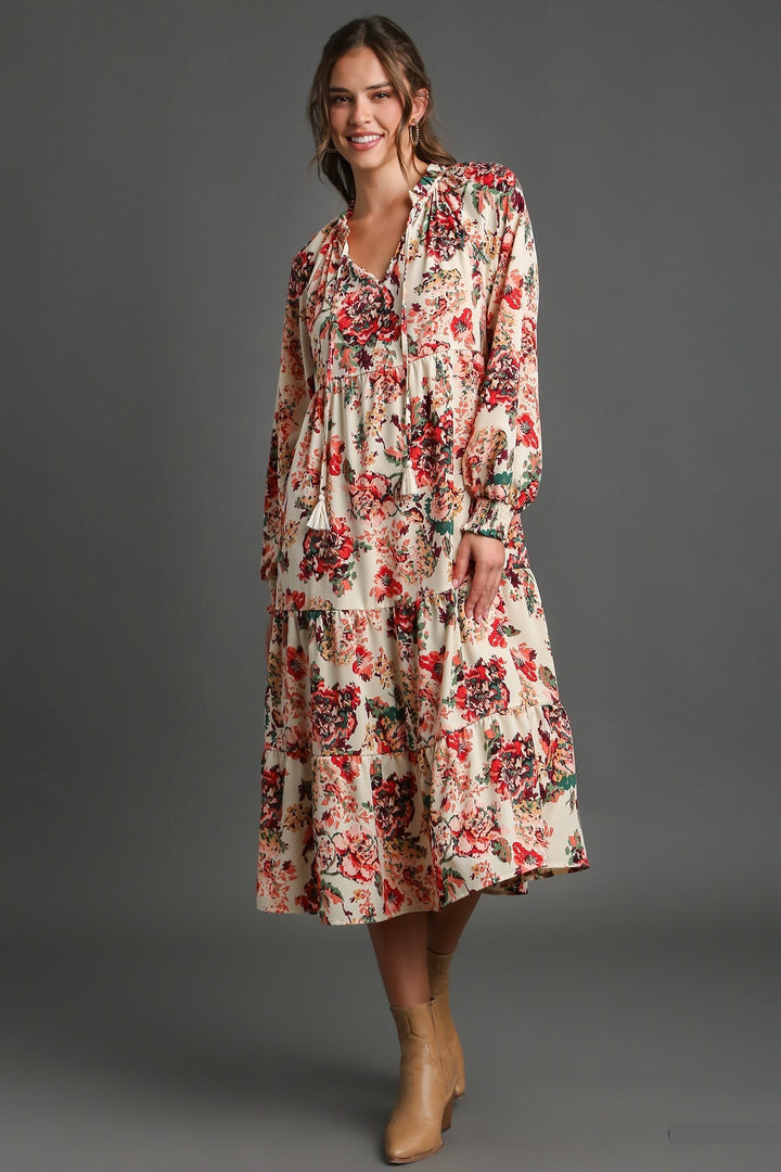 Floral Print Long Sleeve Dress