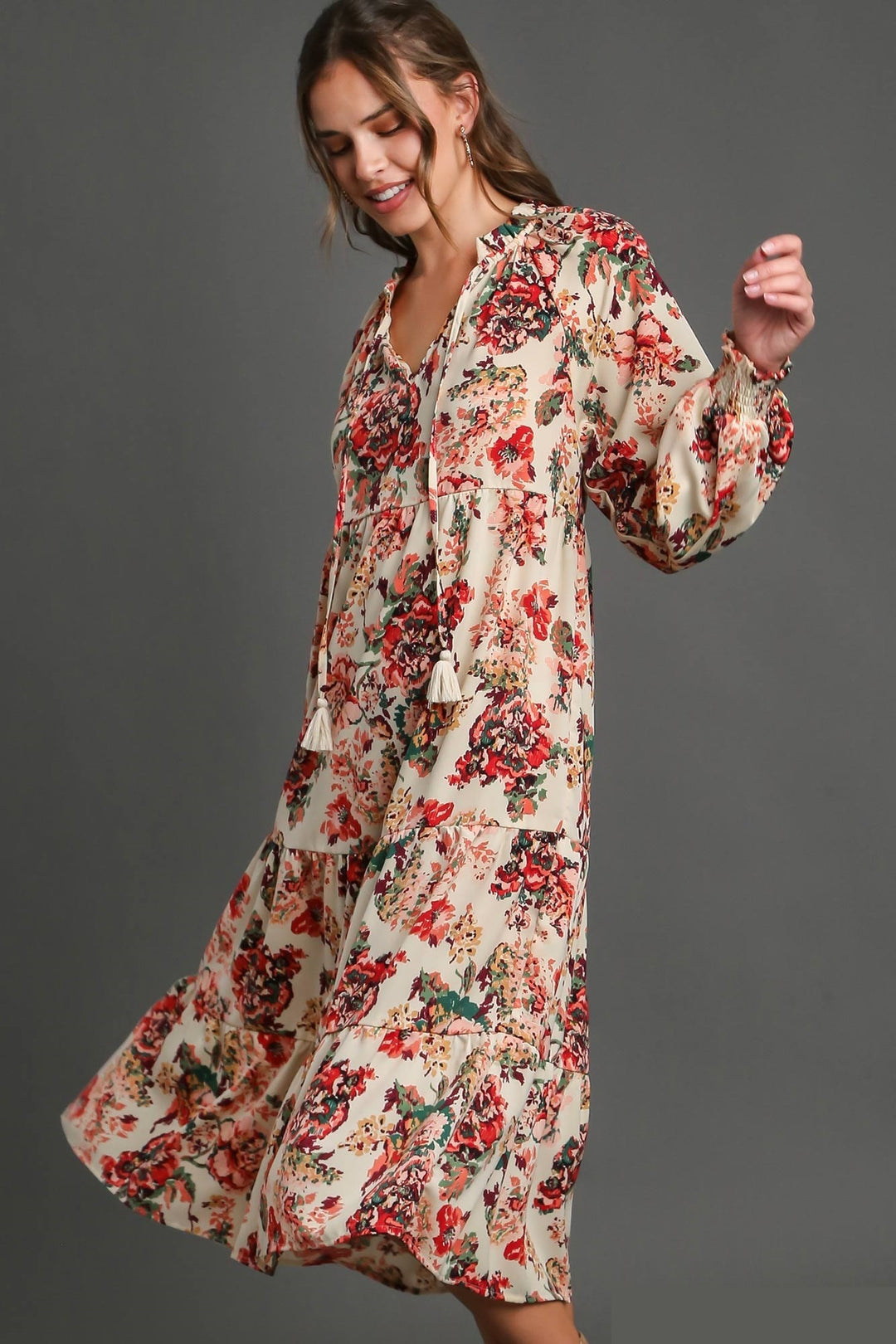 Floral Print Long Sleeve Dress