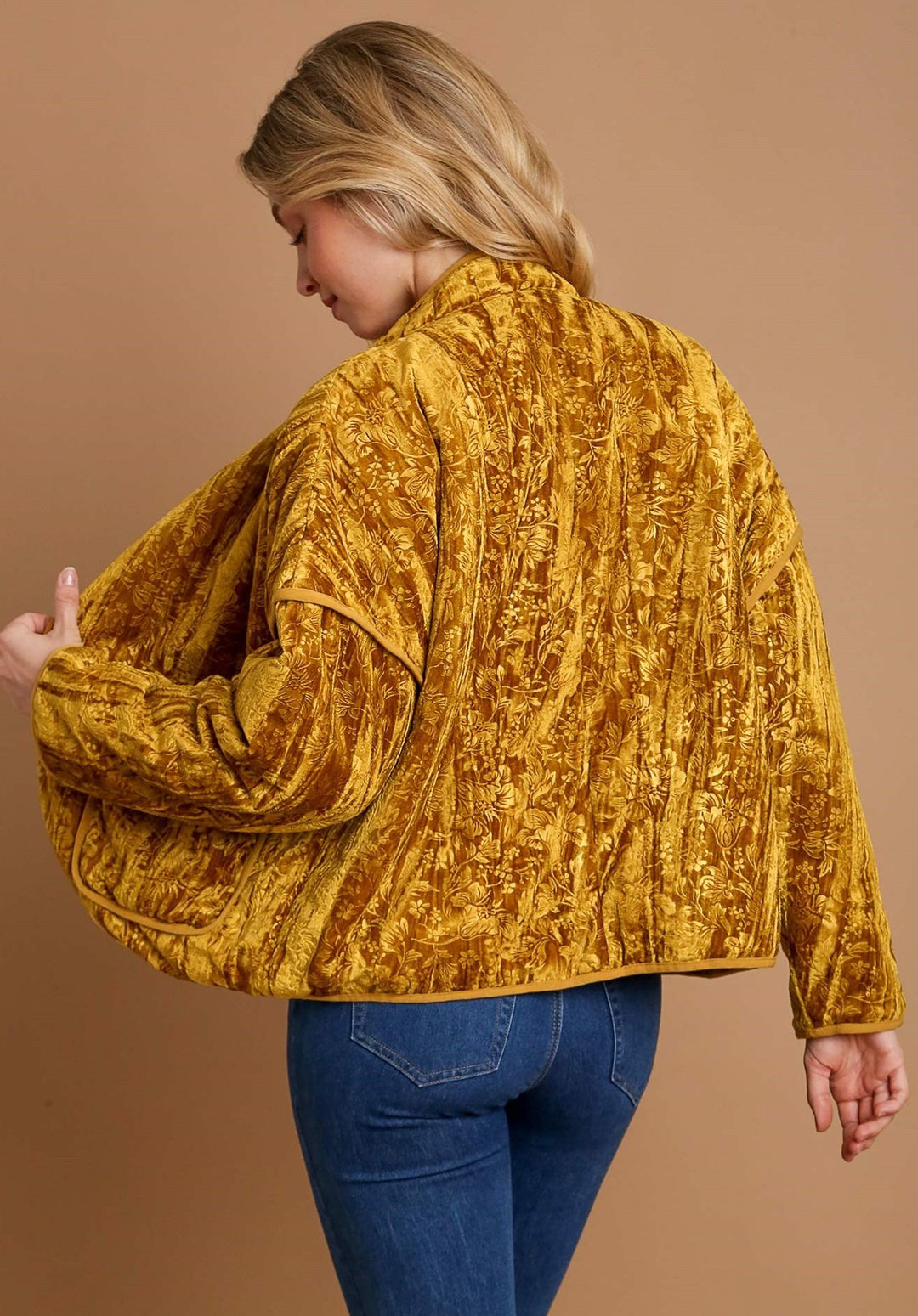 Velvet Open Front Jacket