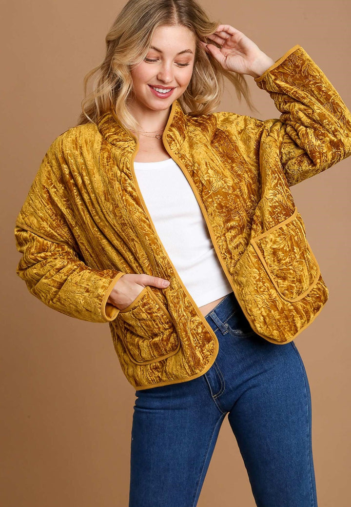 Velvet Open Front Jacket