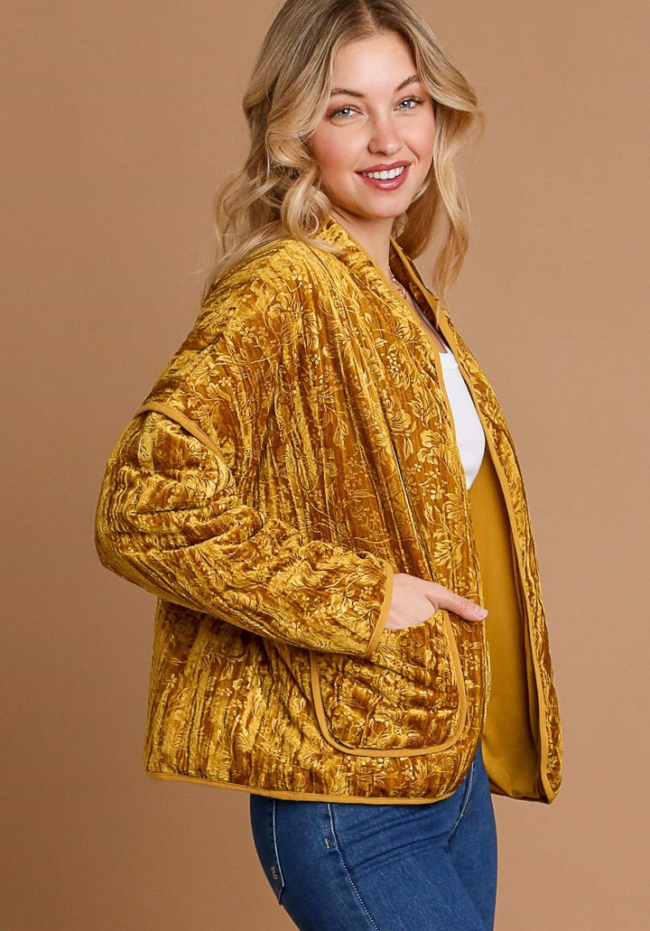 Velvet Open Front Jacket
