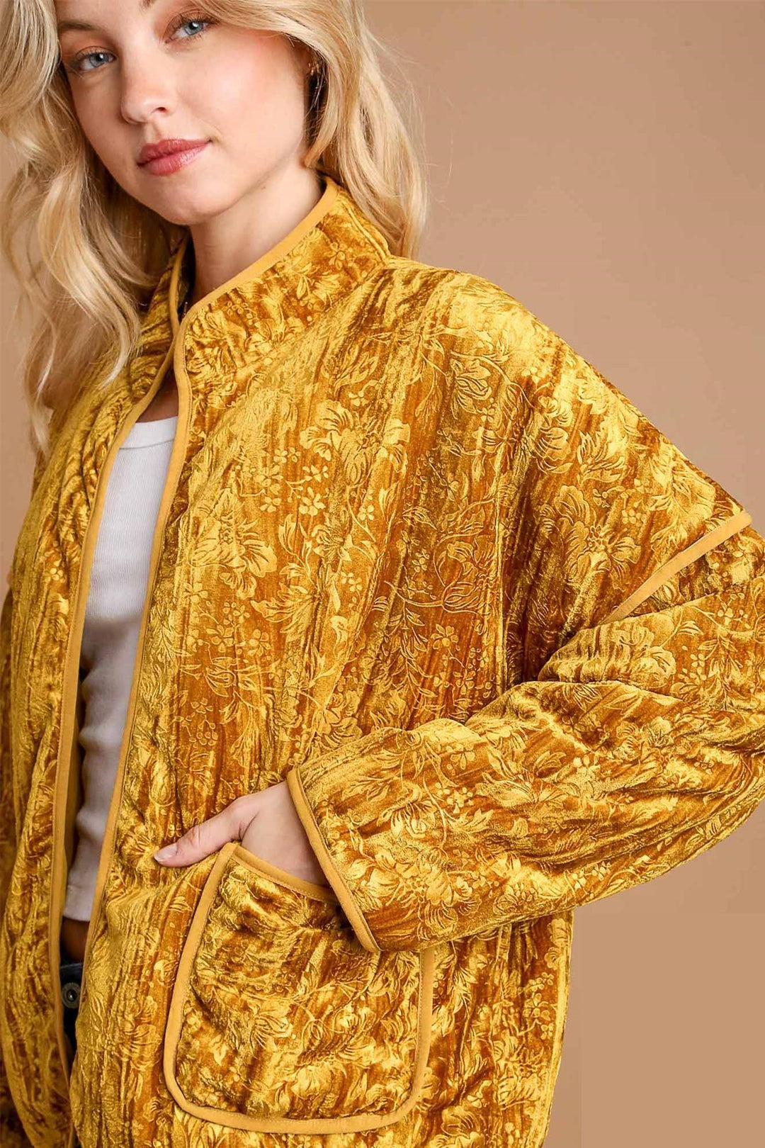 Velvet Open Front Jacket