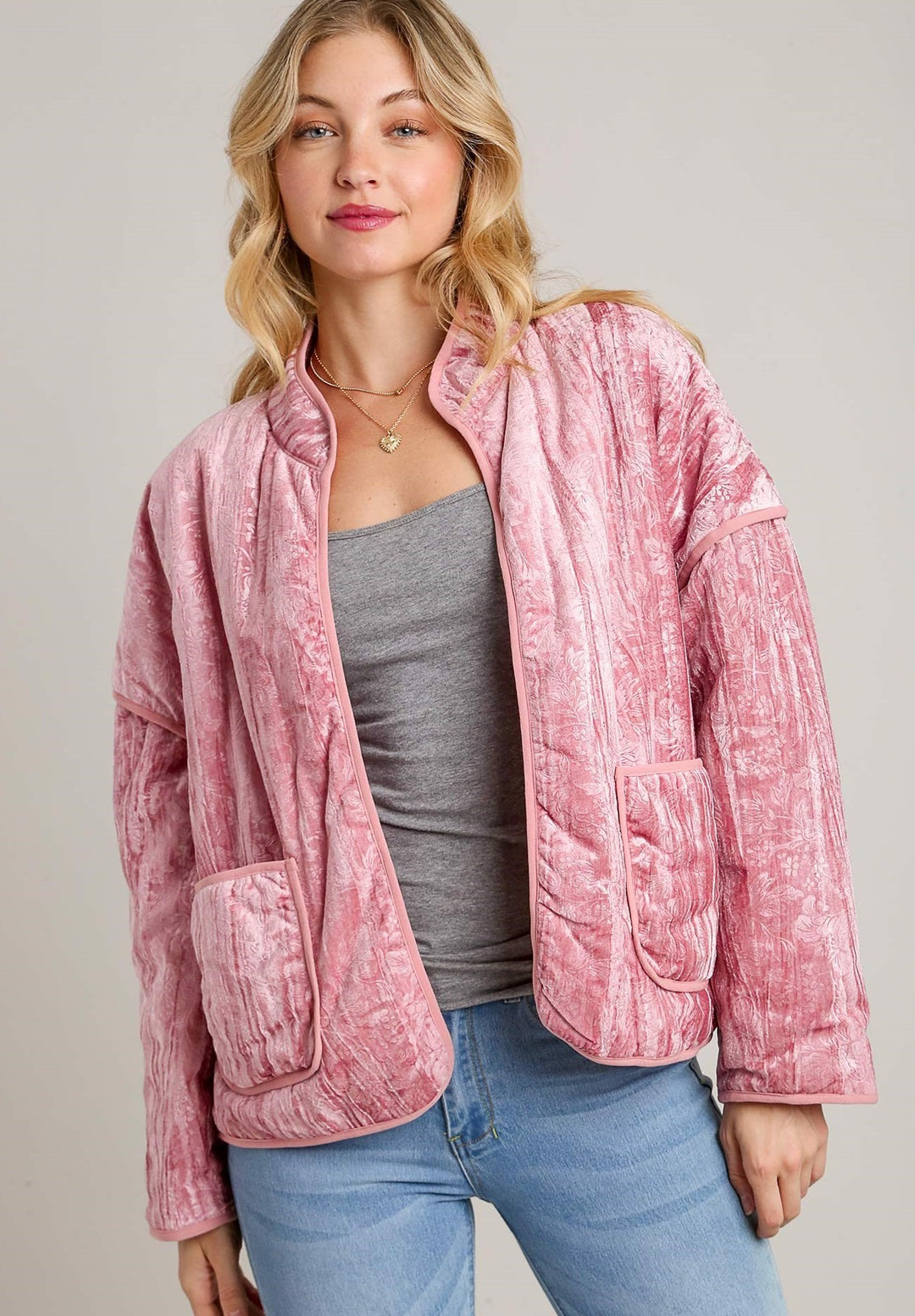 Velvet Open Front Jacket