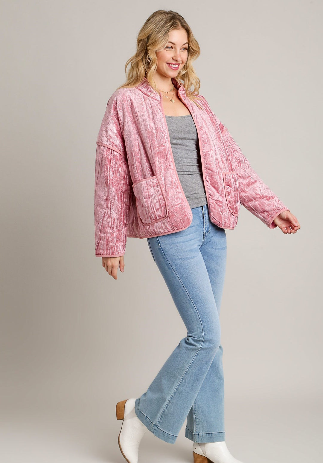 Velvet Open Front Jacket