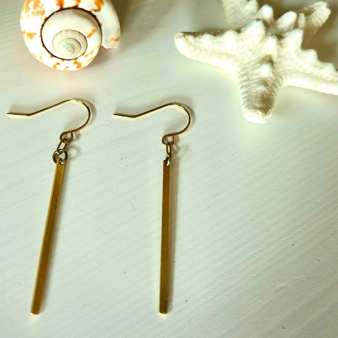 Brass Bar Earrings