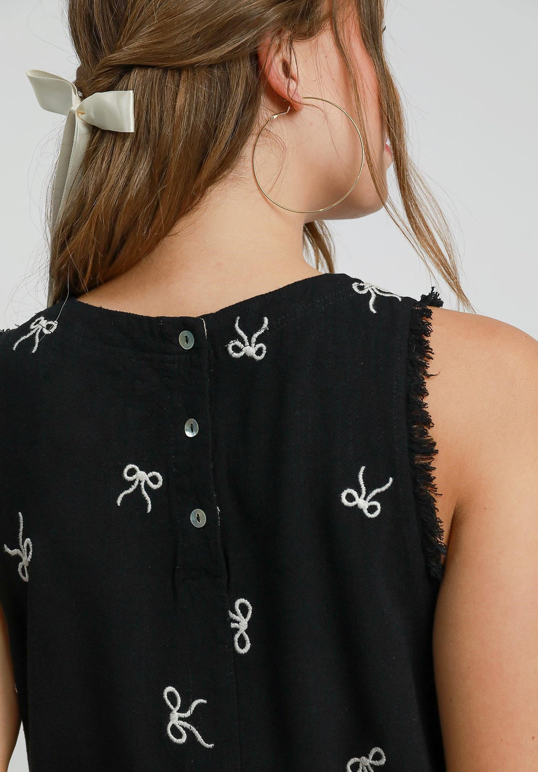 Ribbon Embroidered Linen Top