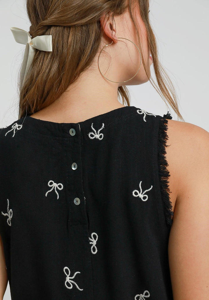 Ribbon Embroidered Linen Top