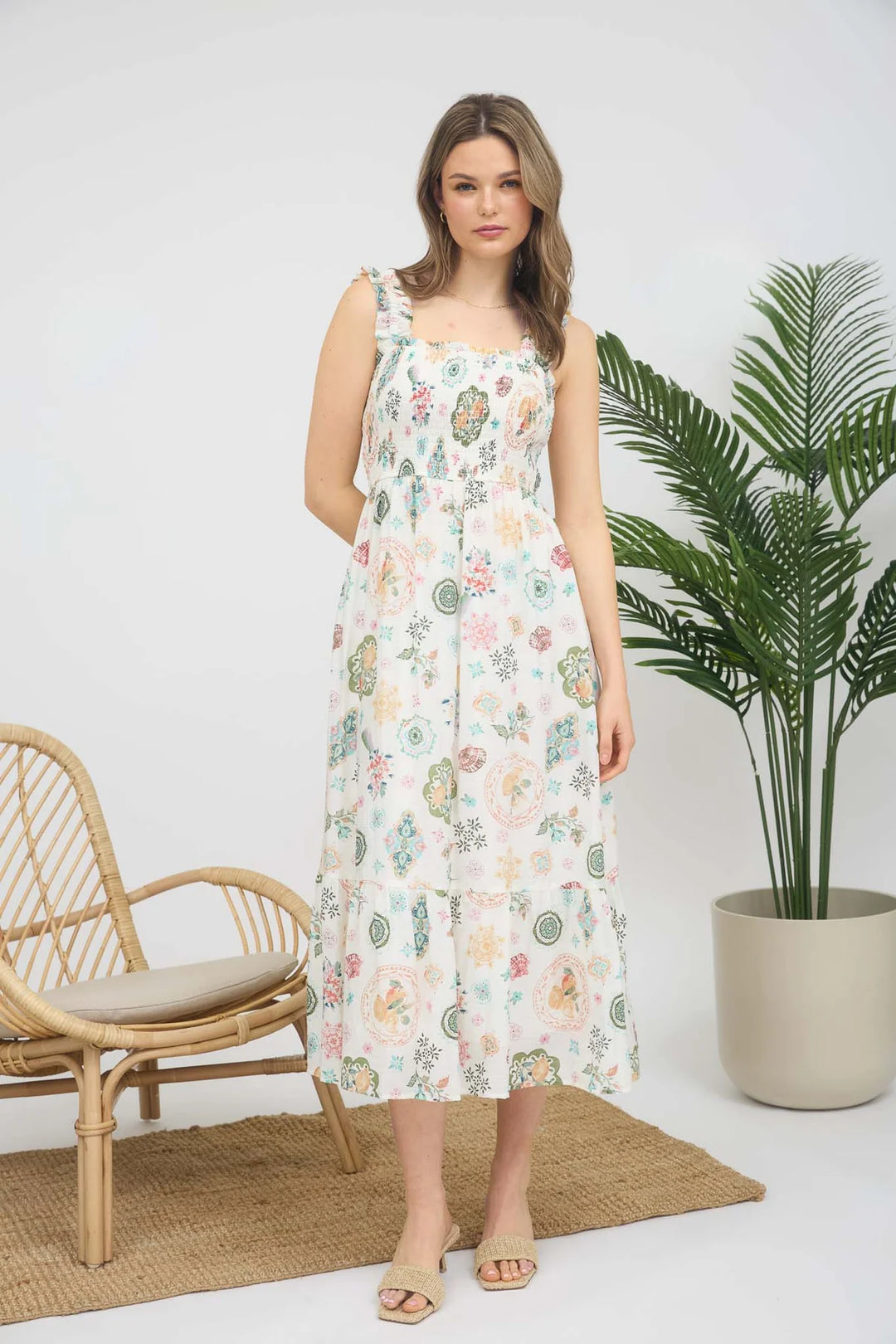 Floral Tile Print Dress