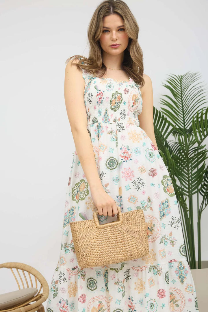 Floral Tile Print Dress