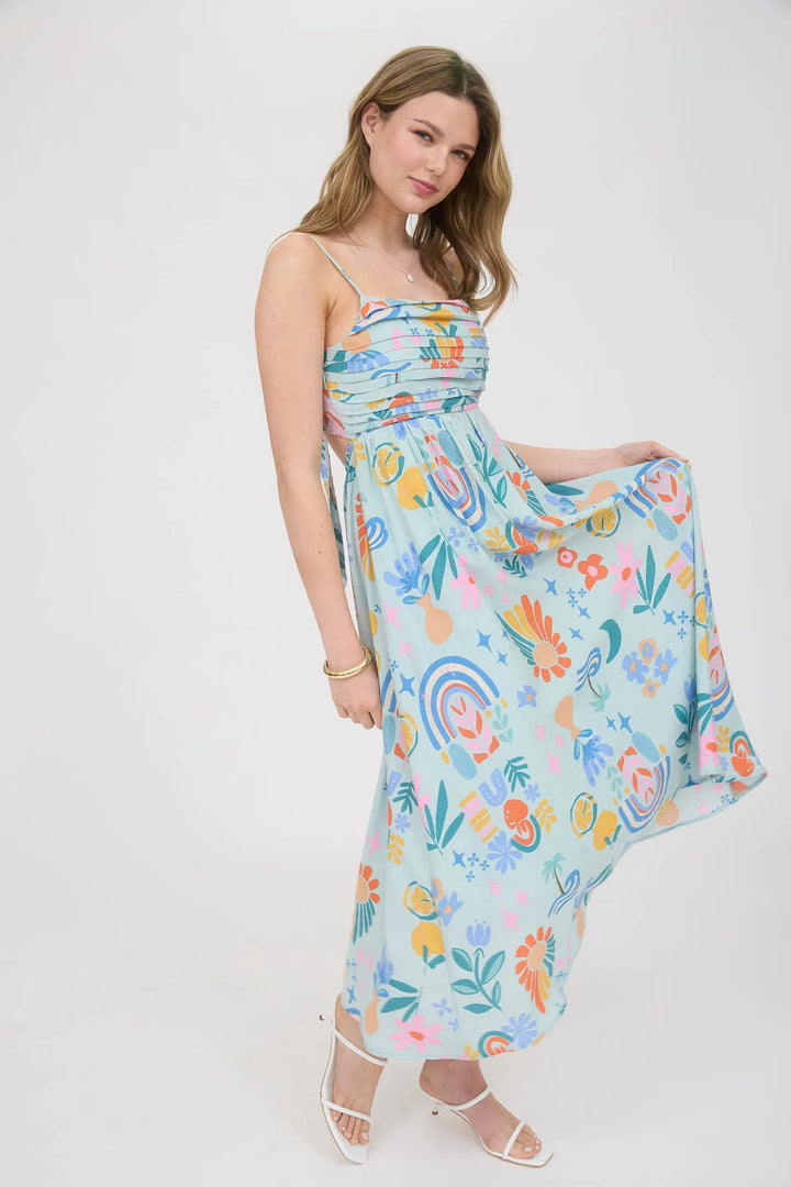 Bow Back Summer Print Dress