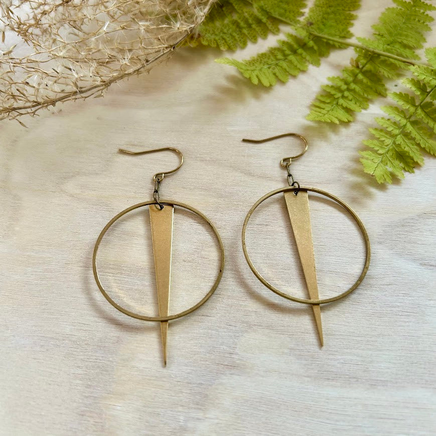 Circle + Dagger Drop Earrings