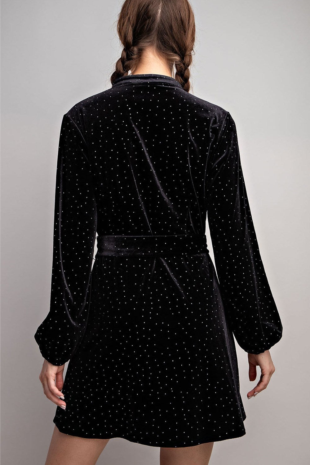 Rhinestone Tie Waist Romper Dress