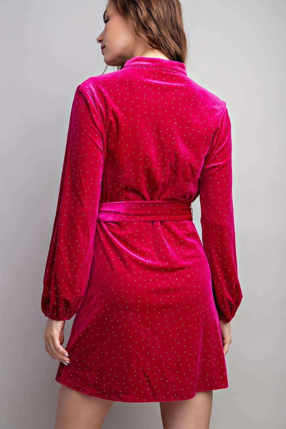 Rhinestone Tie Waist Romper Dress