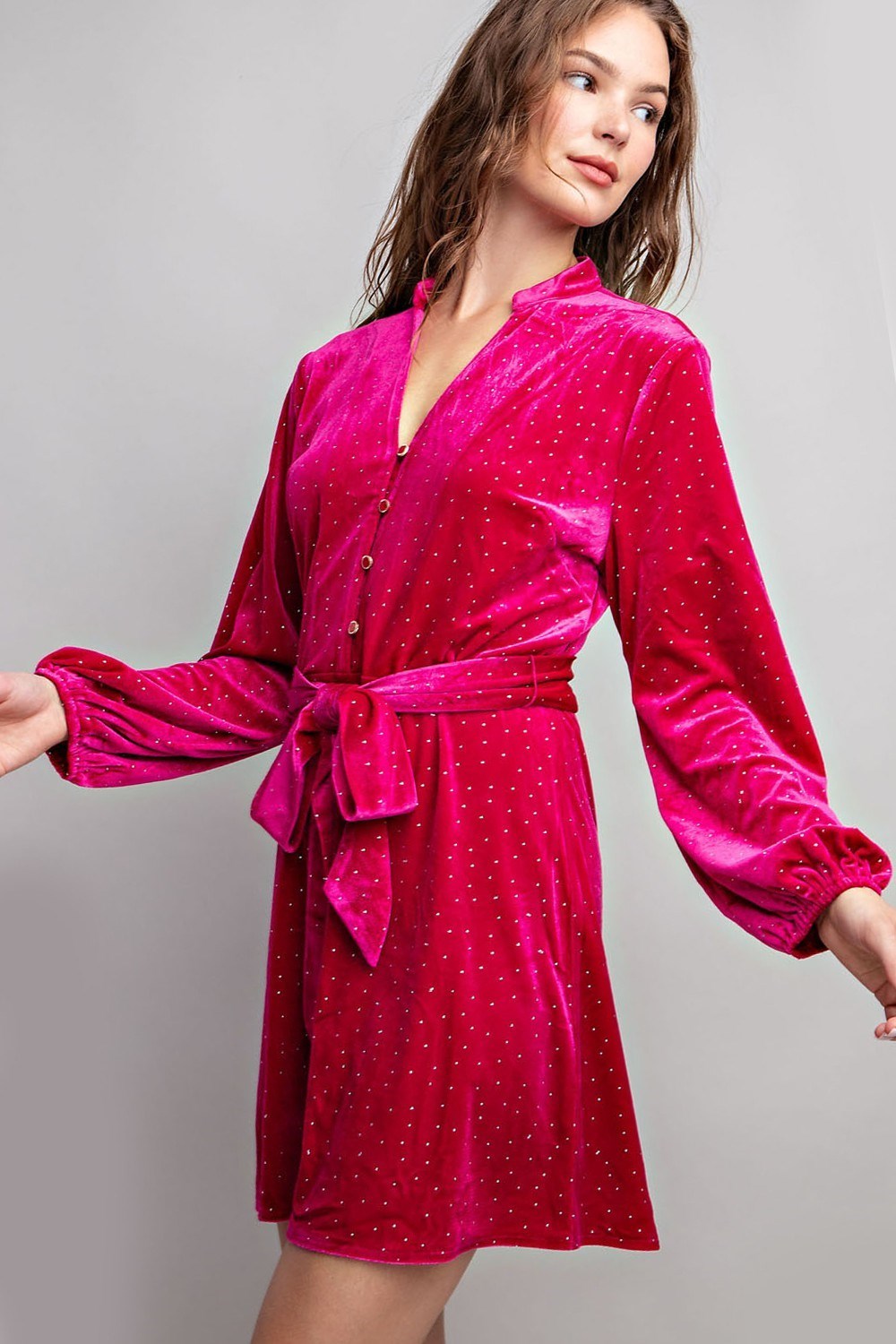 Rhinestone Tie Waist Romper Dress