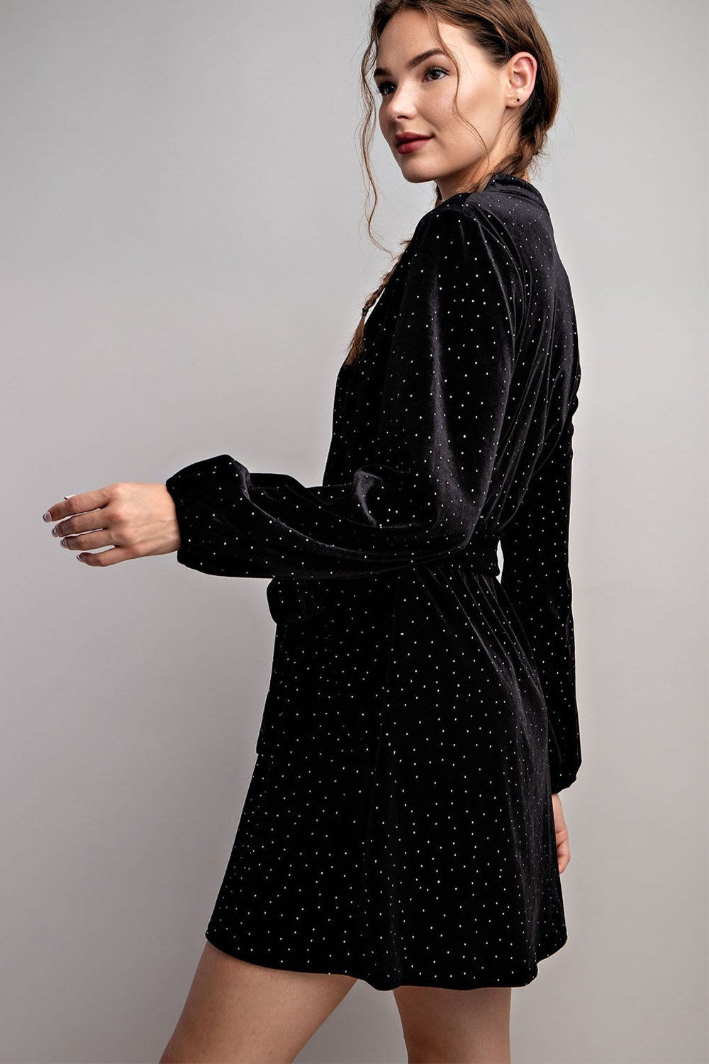 Rhinestone Tie Waist Romper Dress