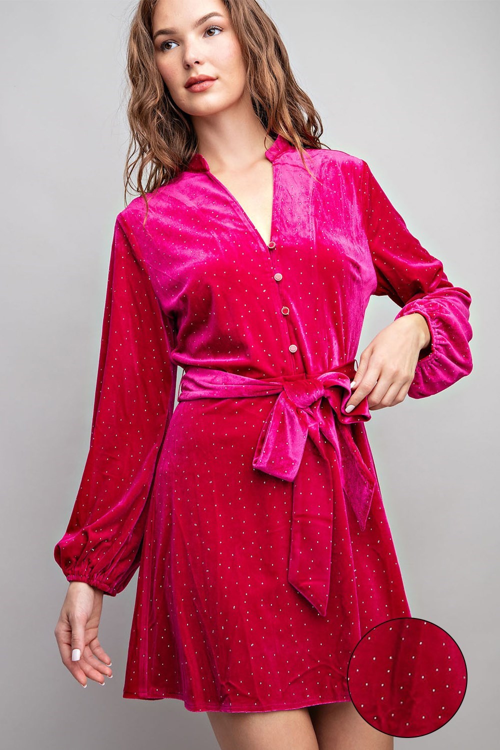 Rhinestone Tie Waist Romper Dress