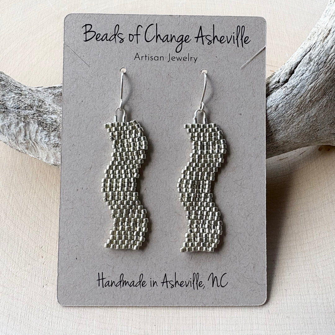 Beadwoven Silver Wave Earrings