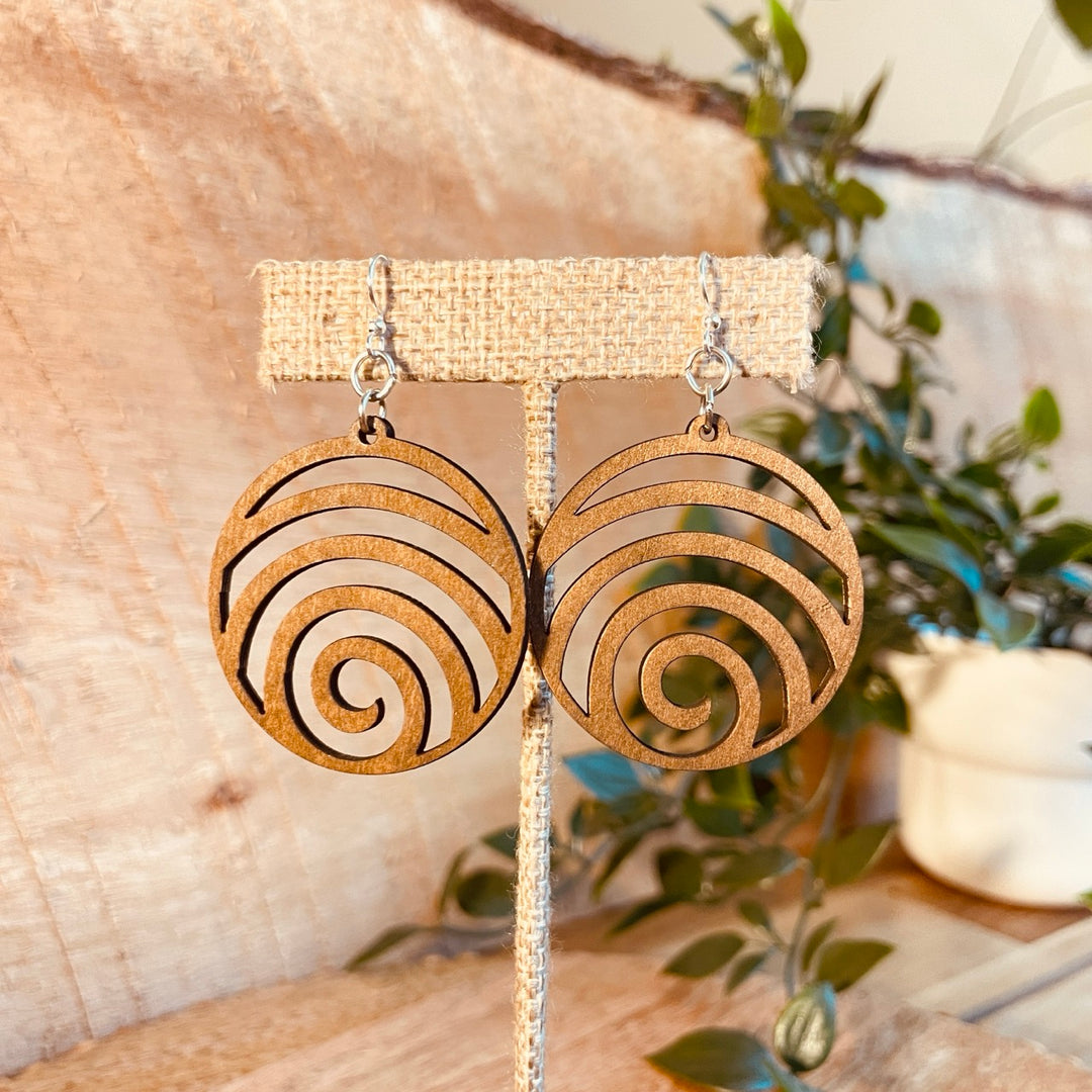 Wave Circle - Laser Cut Wooden Earring