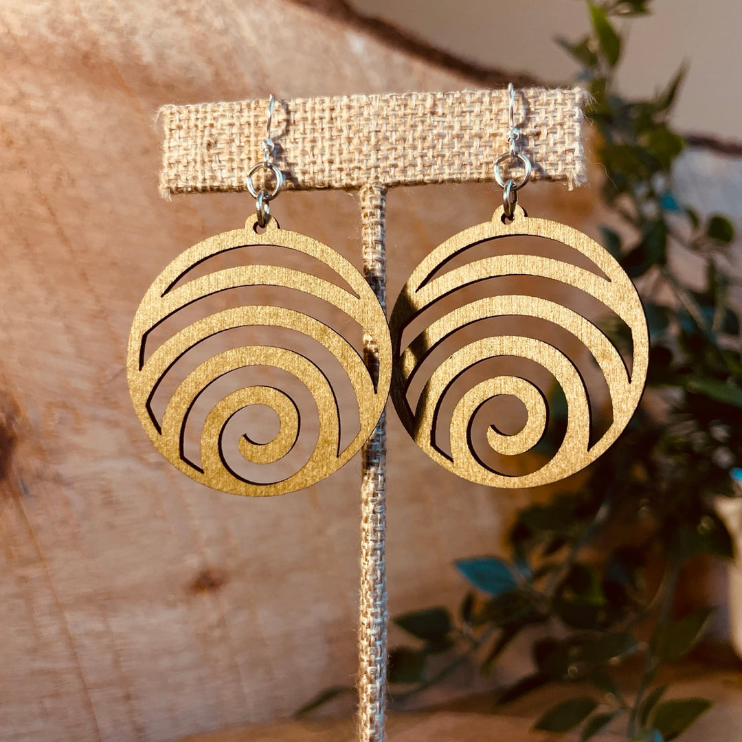 Wave Circle - Laser Cut Wooden Earring