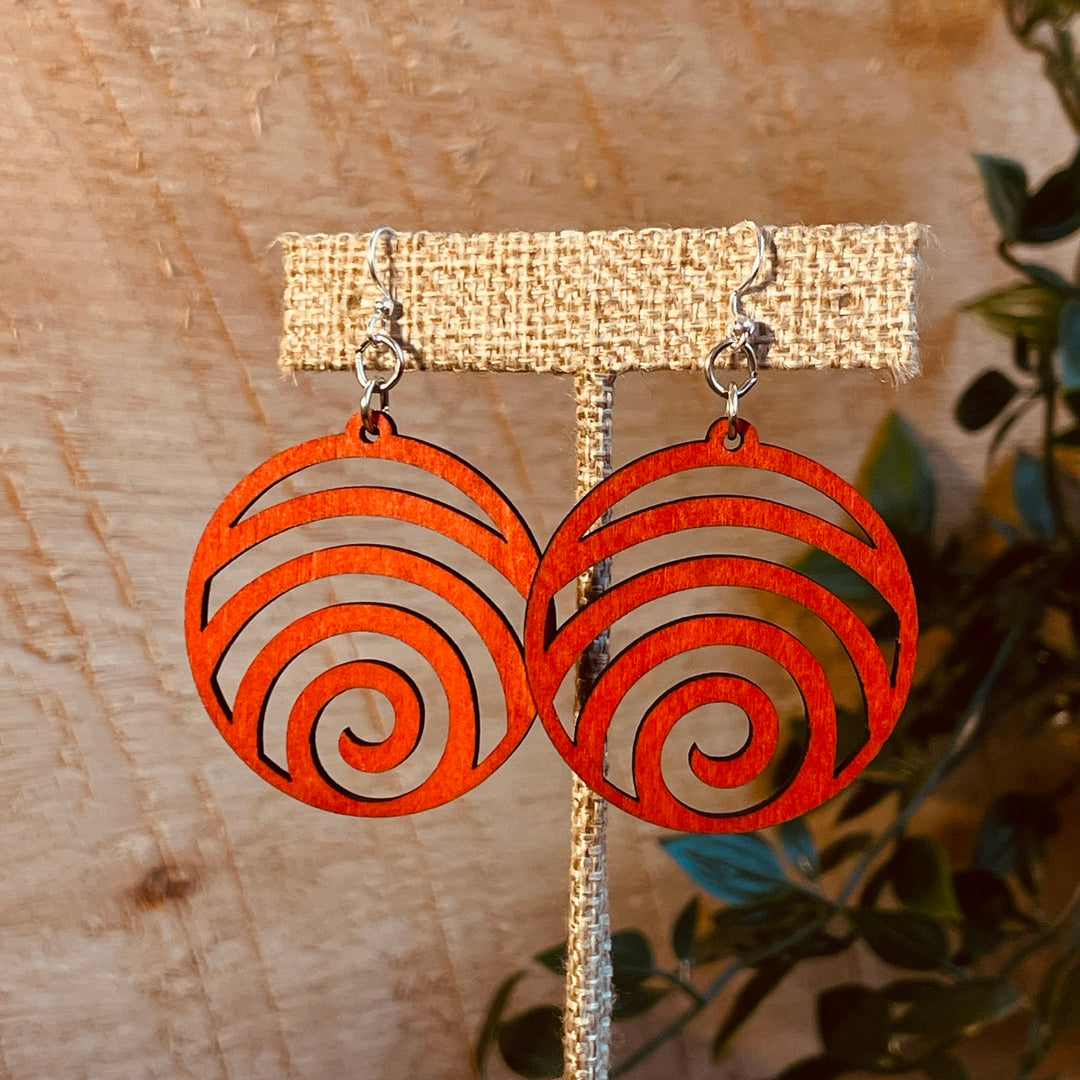 Wave Circle - Laser Cut Wooden Earring