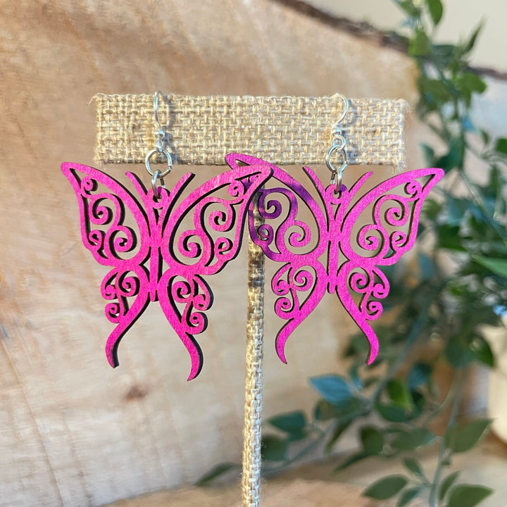 Fancy Butterfly - Laser Cut Wooden Earring