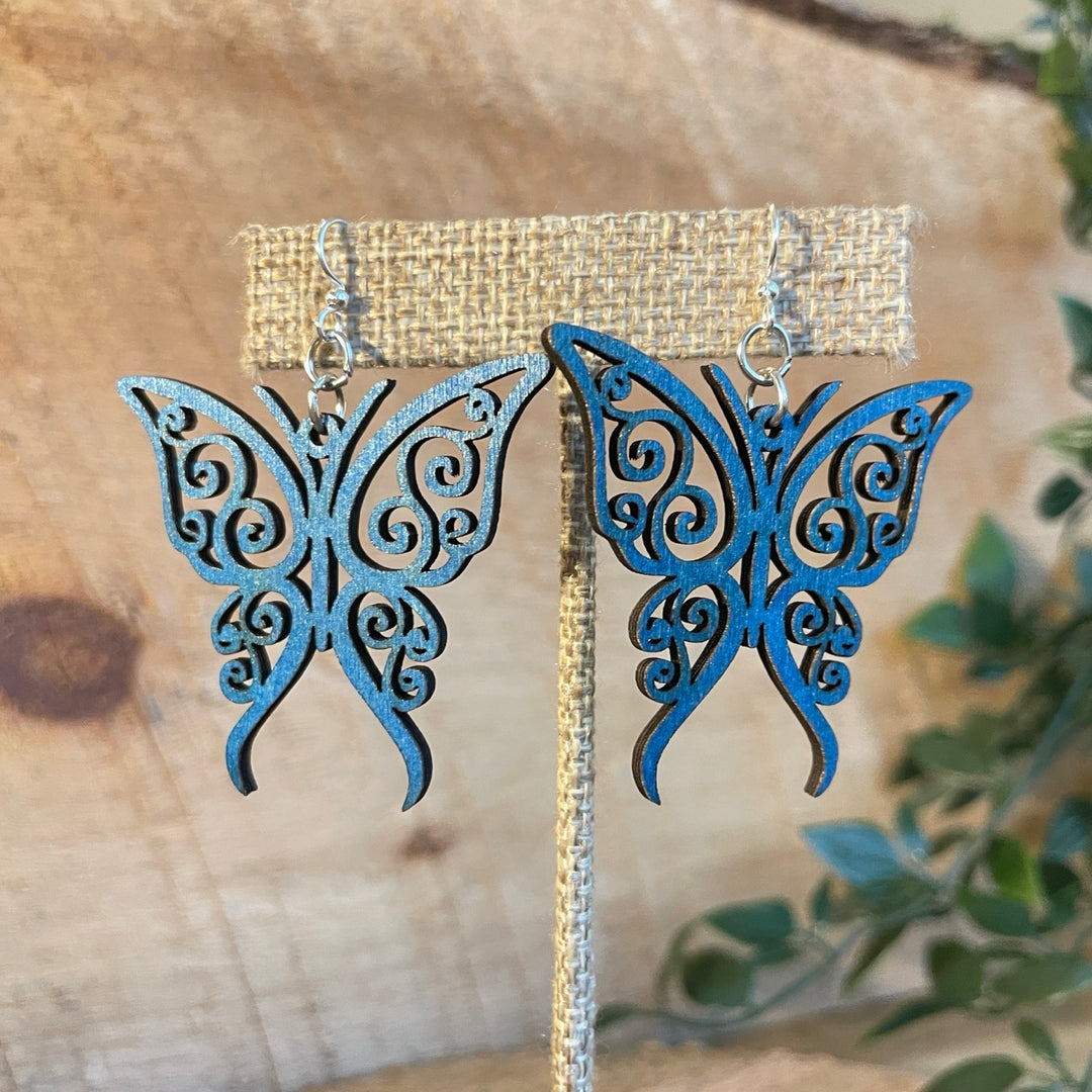 Fancy Butterfly - Laser Cut Wooden Earring