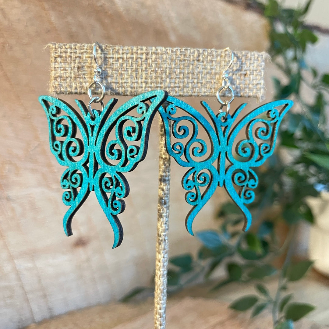 Fancy Butterfly - Laser Cut Wooden Earring