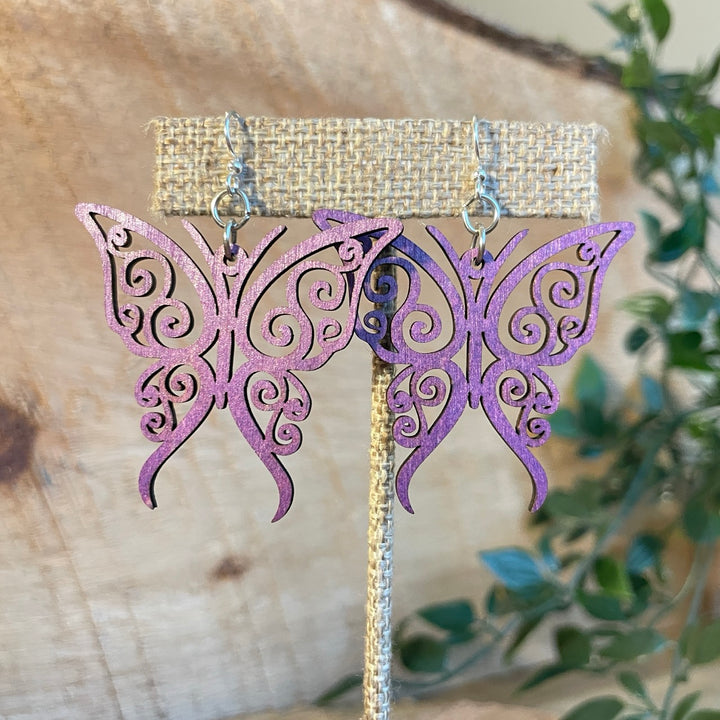 Fancy Butterfly - Laser Cut Wooden Earring