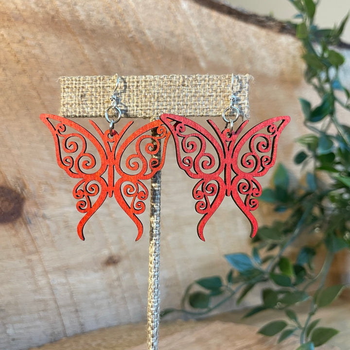 Fancy Butterfly - Laser Cut Wooden Earring