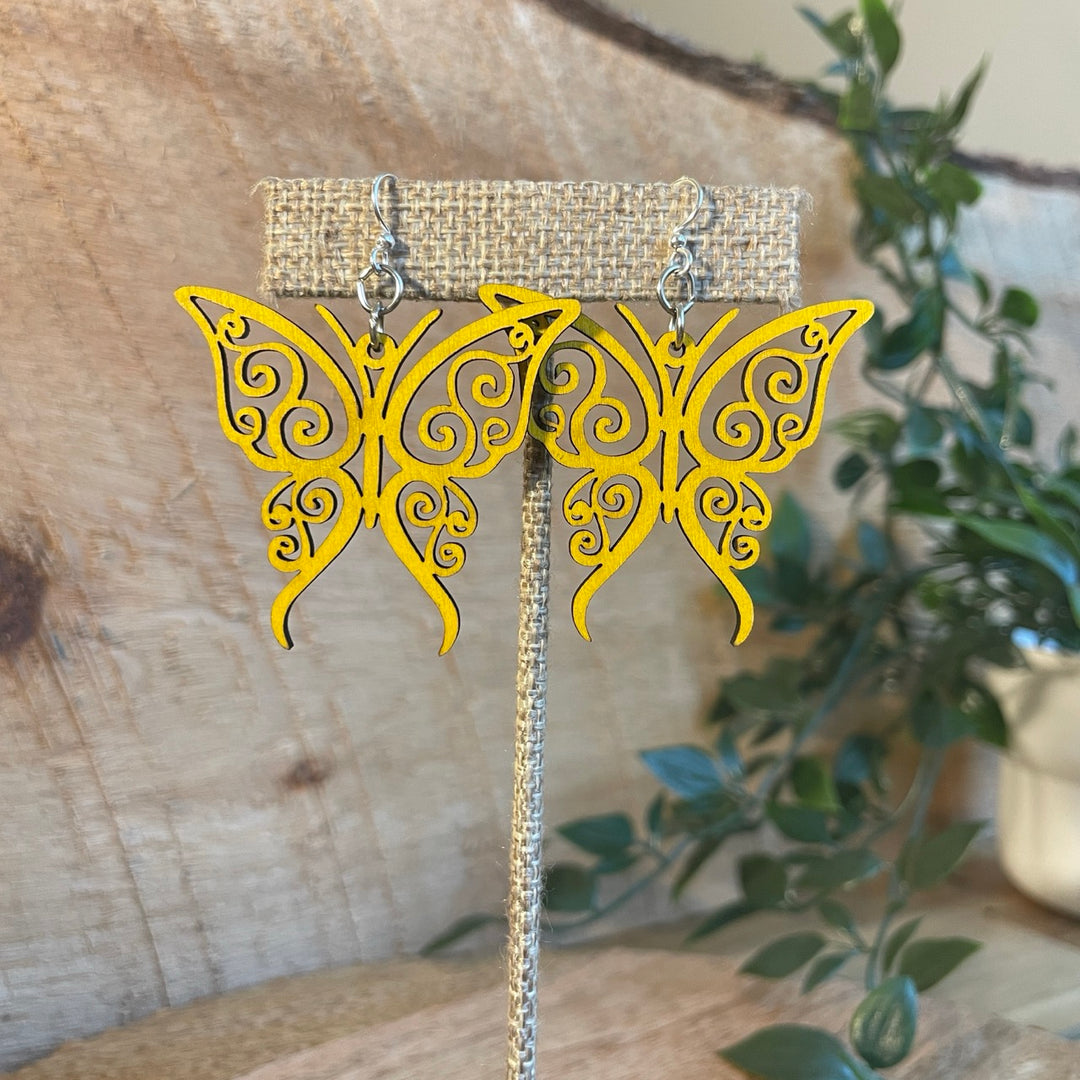 Fancy Butterfly - Laser Cut Wooden Earring