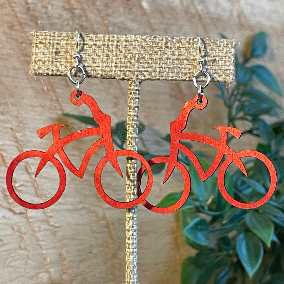 Bicycle - Laser Cut Wooden Earrings
