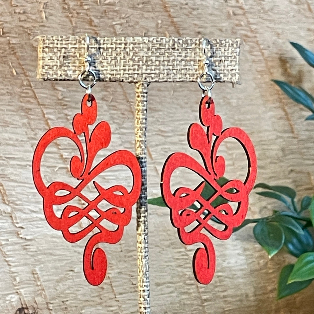 Calligraphy Flower - Laser Cut Wooden Earrings
