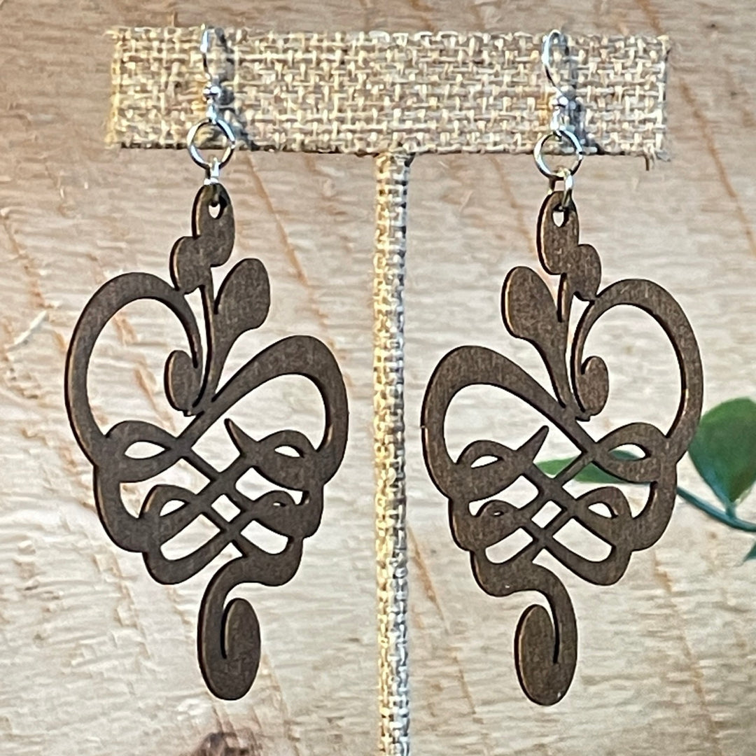 Calligraphy Flower - Laser Cut Wooden Earrings