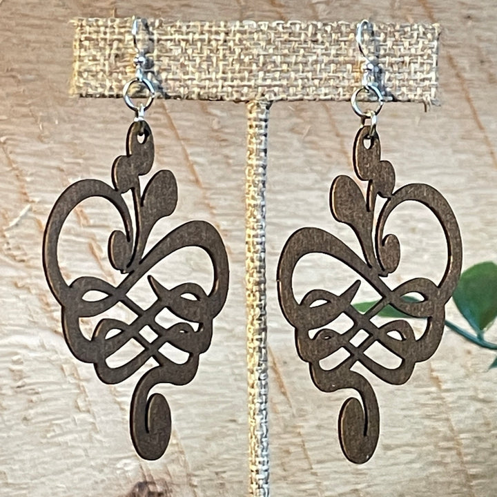 Calligraphy Flower - Laser Cut Wooden Earrings