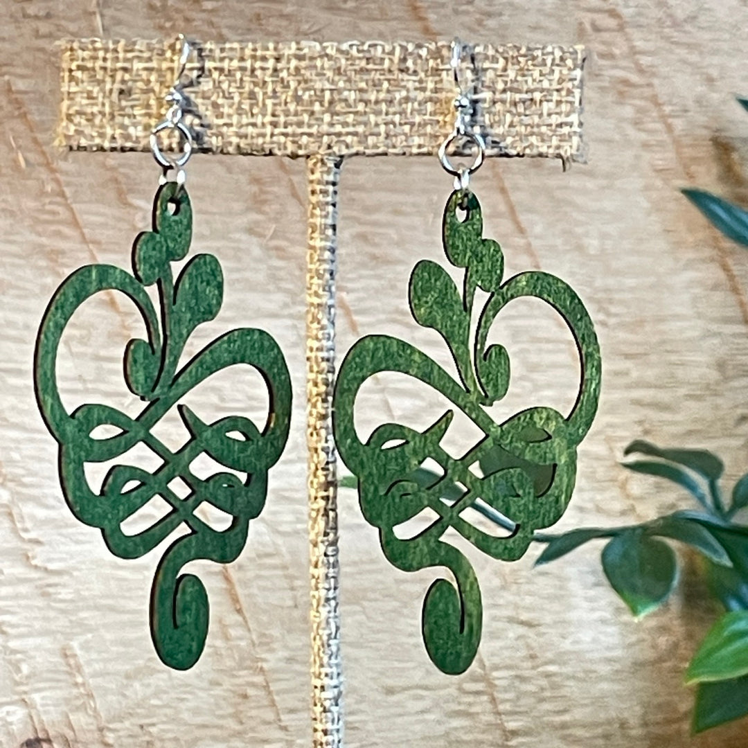 Calligraphy Flower - Laser Cut Wooden Earrings