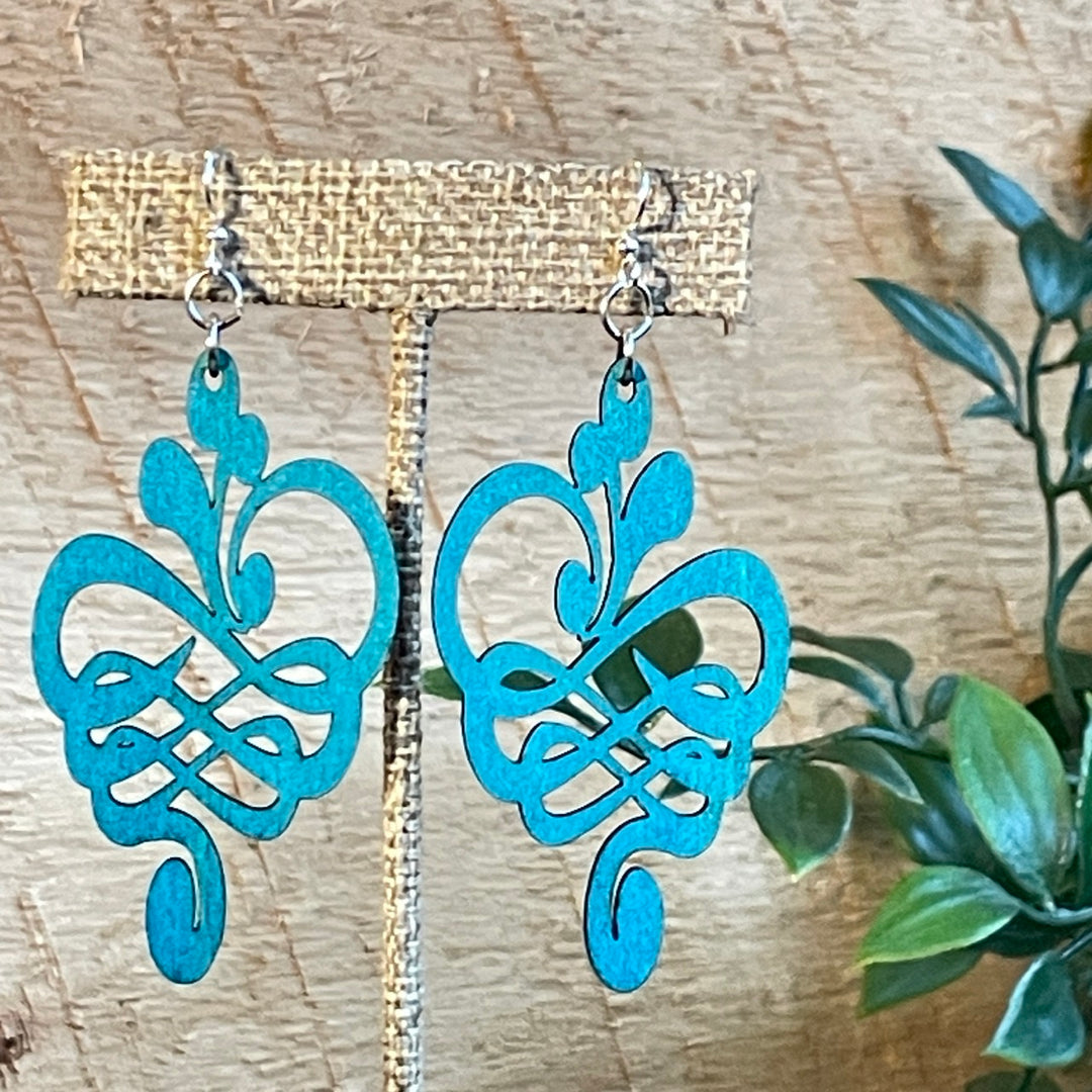 Calligraphy Flower - Laser Cut Wooden Earrings