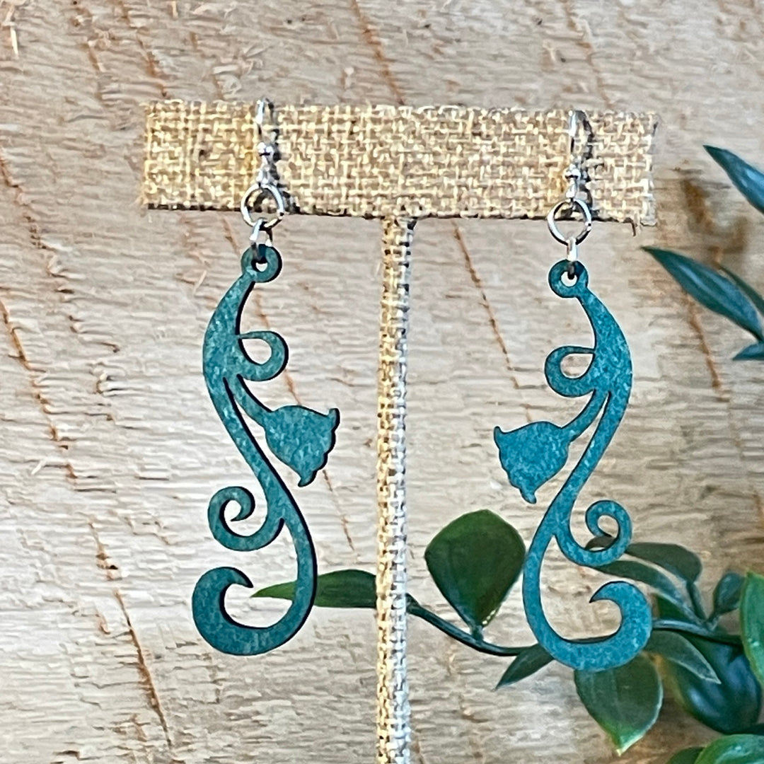 Tulip Scroll  - Laser Cut Wooden Earring