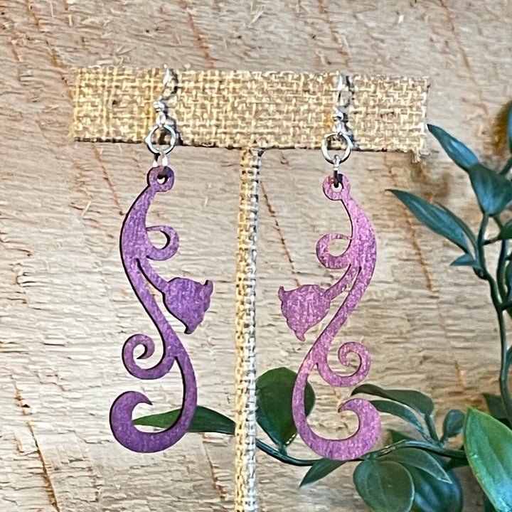 Tulip Scroll  - Laser Cut Wooden Earring