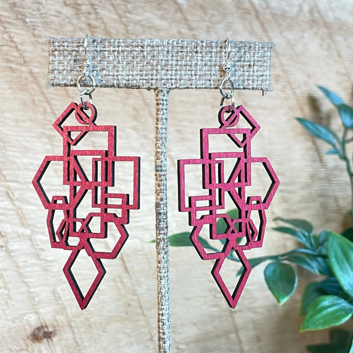 Geo Design - Laser Cut Wooden Earring