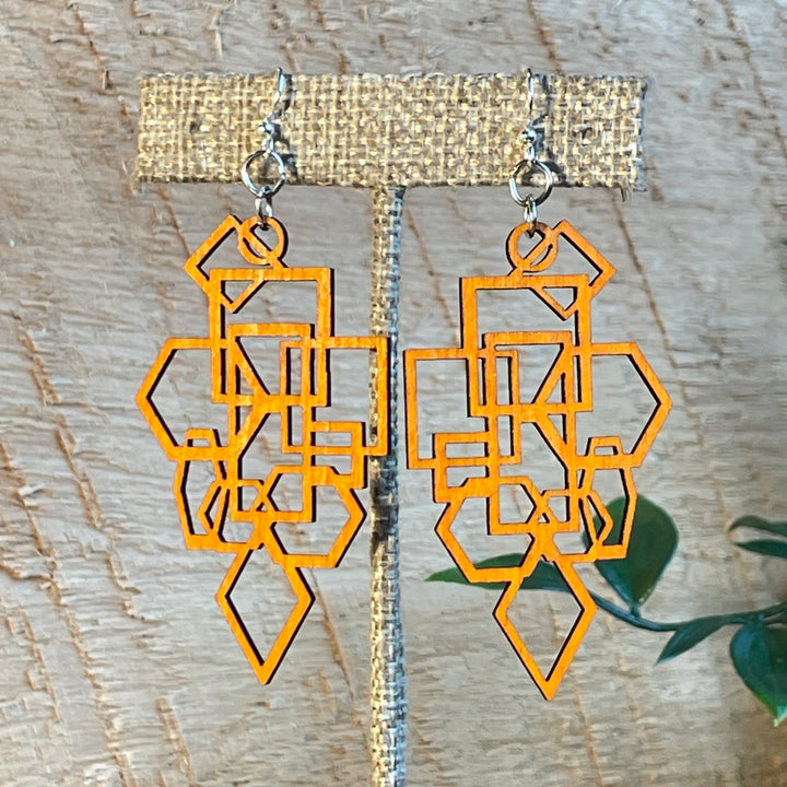Geo Design - Laser Cut Wooden Earring