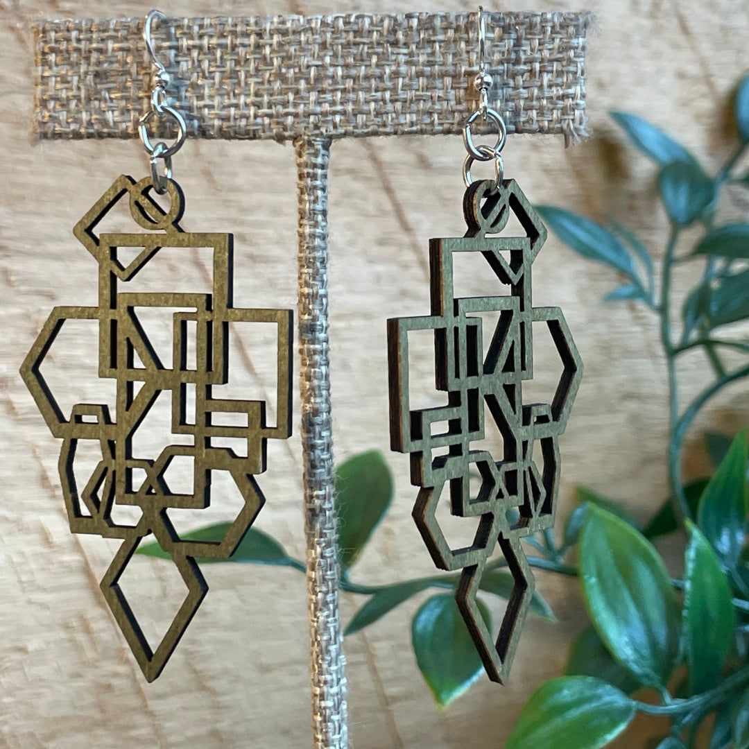 Geo Design - Laser Cut Wooden Earring