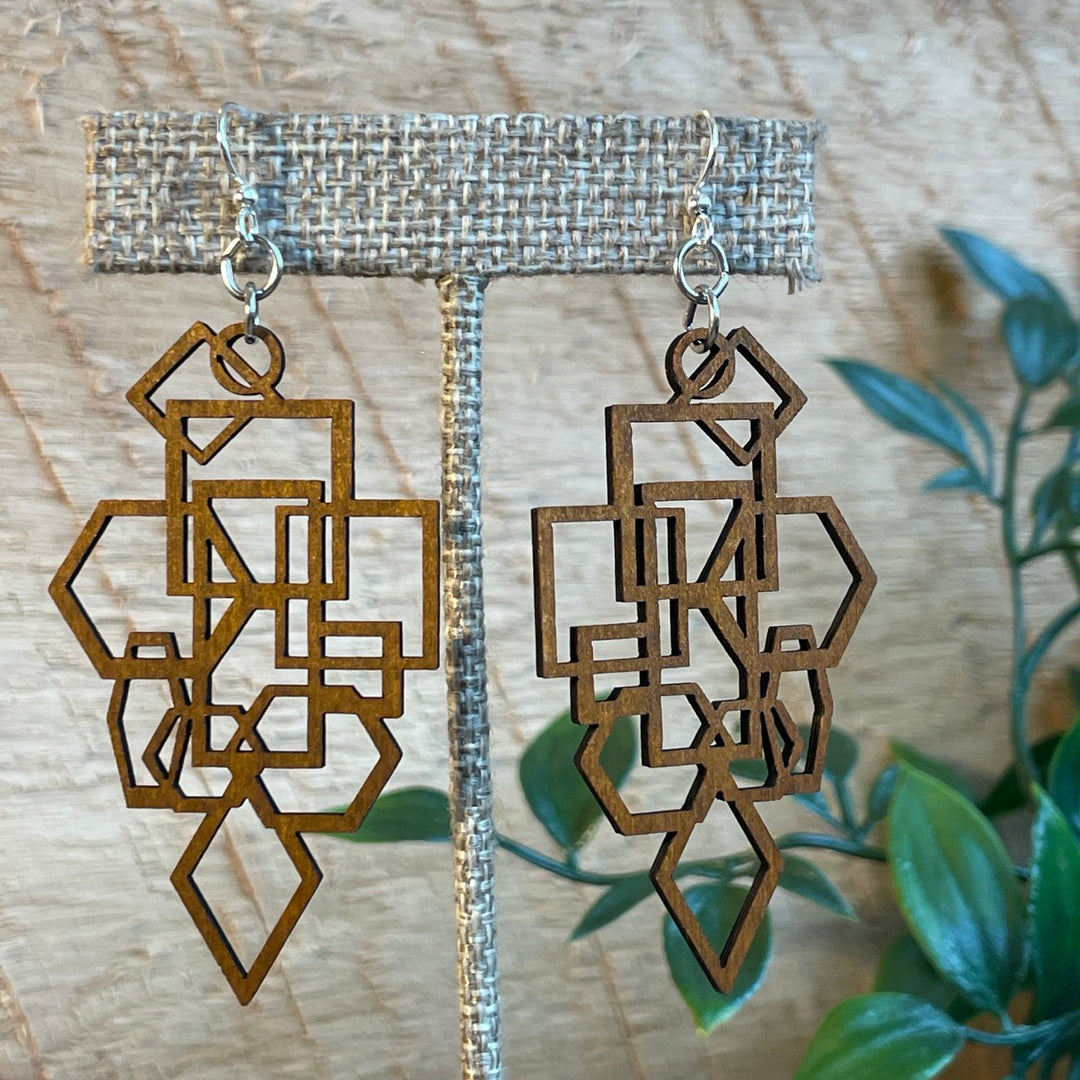 Geo Design - Laser Cut Wooden Earring