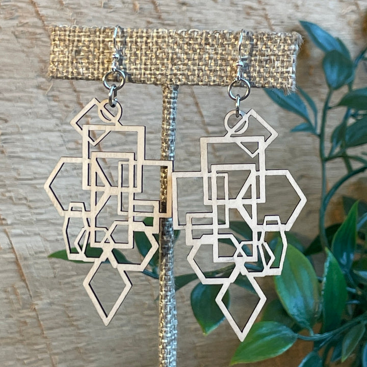 Geo Design - Laser Cut Wooden Earring