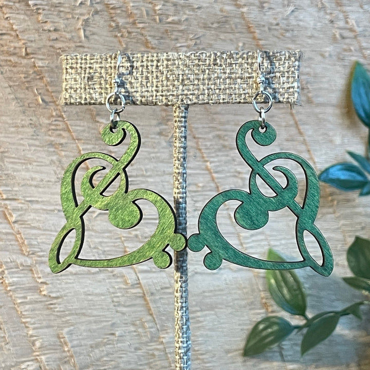 Treble Clef Heart - Laser Cut Wooden Earring