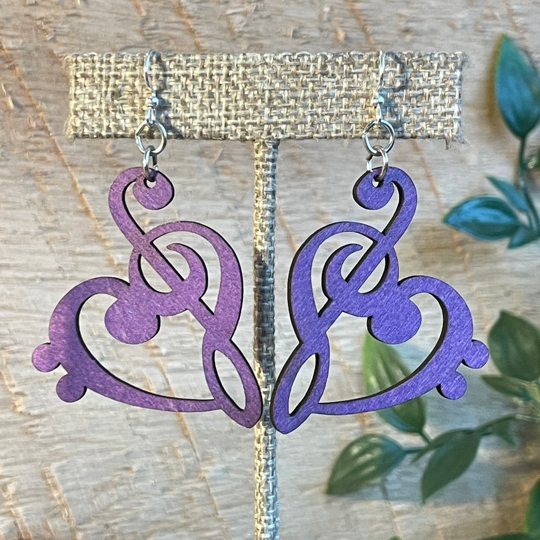 Treble Clef Heart - Laser Cut Wooden Earring