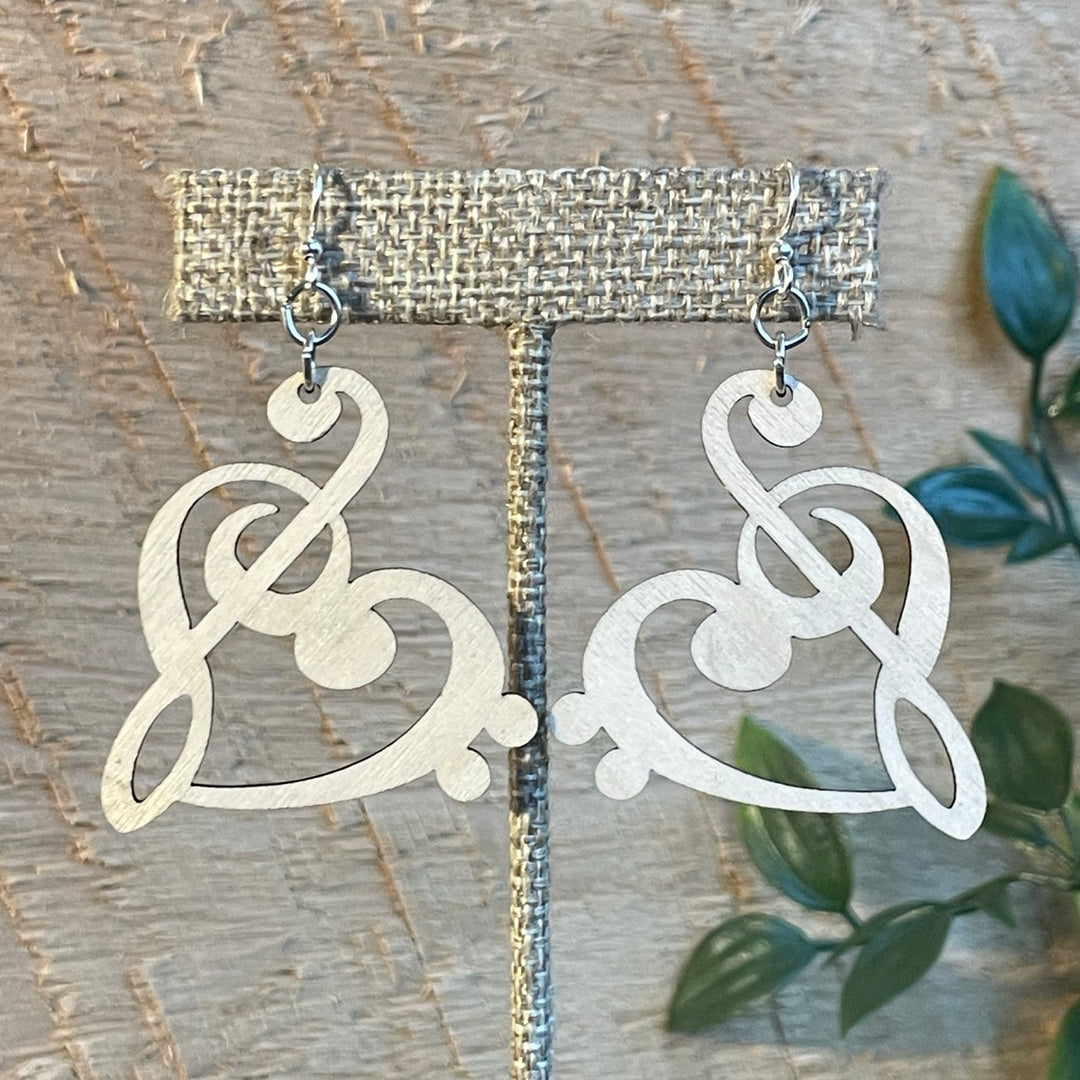 Treble Clef Heart - Laser Cut Wooden Earring